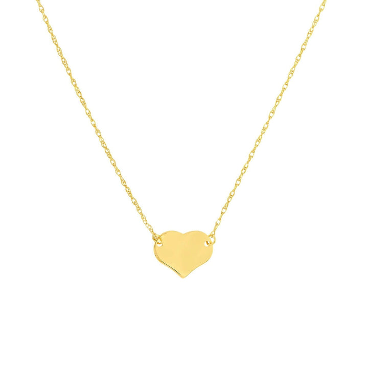 Solid 14k Gold Dainty Flat Heart Necklace - Adjustable Heart Necklace - Layering Necklace - Gold Heart Necklace for women teens