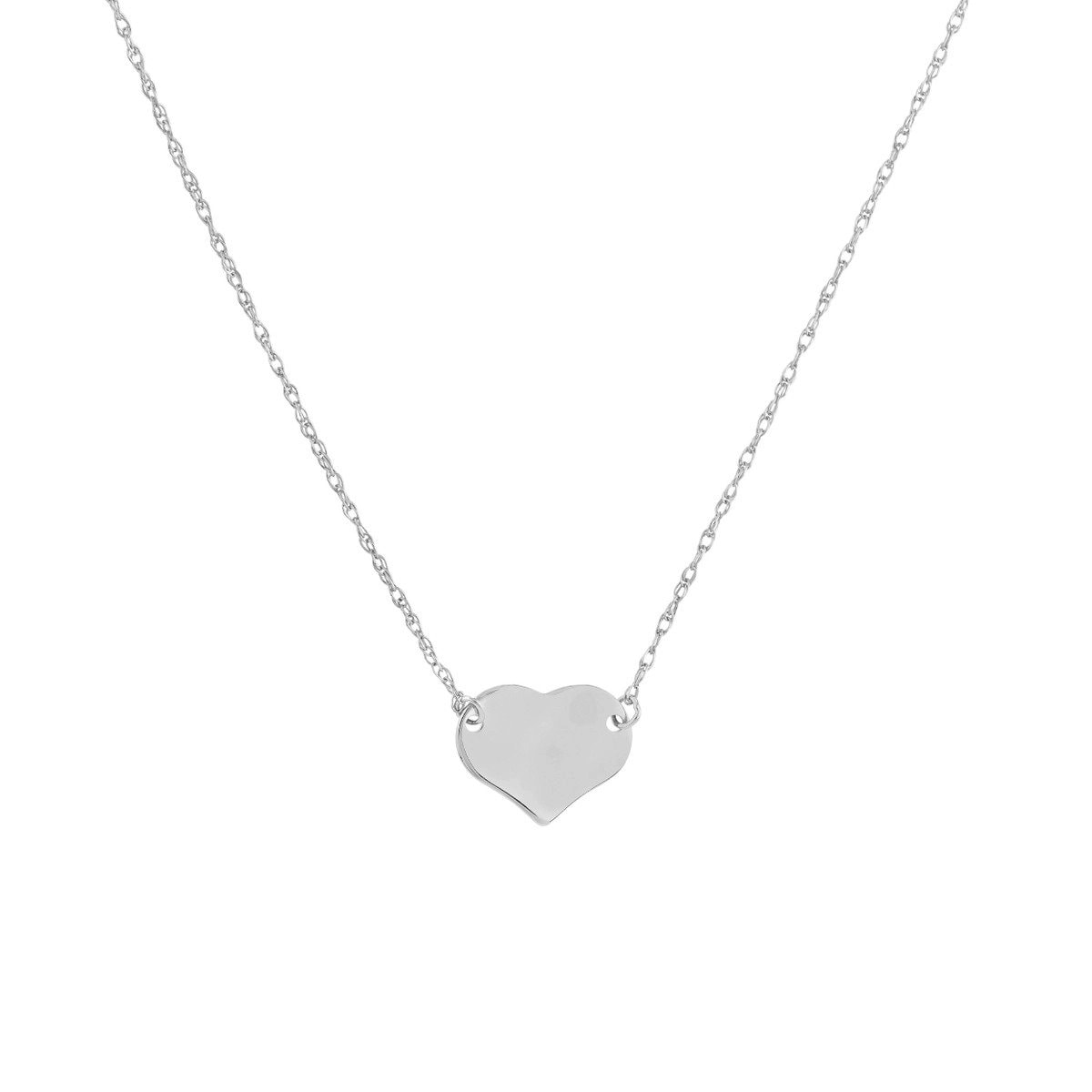 Solid 14k Gold Dainty Flat Heart Necklace - Adjustable Heart Necklace - Layering Necklace - Gold Heart Necklace for women teens