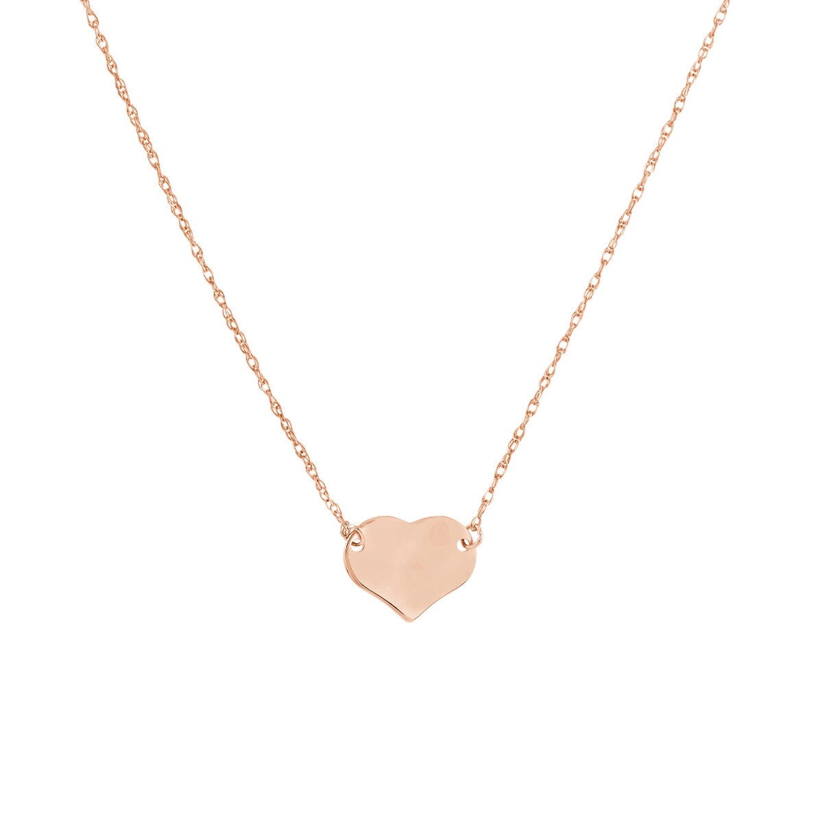 Solid 14k Gold Dainty Flat Heart Necklace - Adjustable Heart Necklace - Layering Necklace - Gold Heart Necklace for women teens
