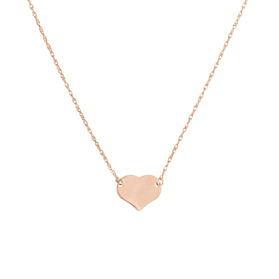 Solid 14k Gold Dainty Flat Heart Necklace - Adjustable Heart Necklace - Layering Necklace - Gold Heart Necklace for women teens