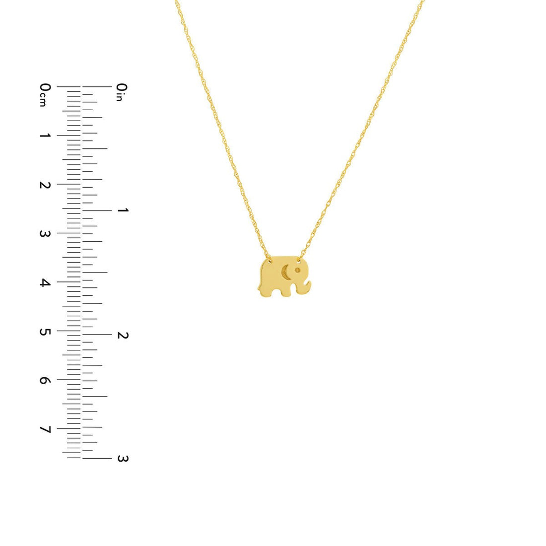 Solid 14K Yellow Gold 18-inch Mini Elephant Adjustable Necklace - Layering Necklace - Good Luck Amulet - Gift for Teen - Elephant Necklace