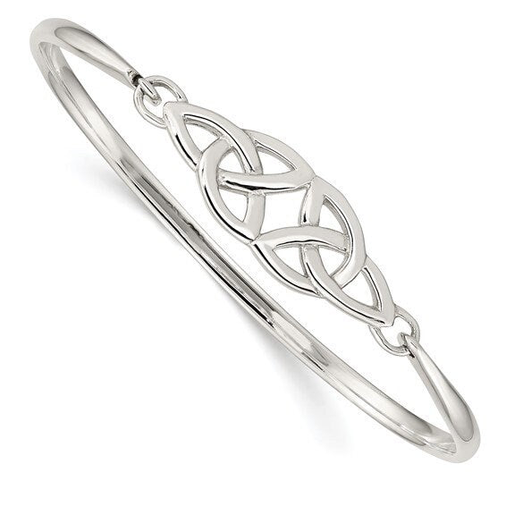 925 Sterling Silver Polished Claddagh Celtic Trinity Knot Cuff Stackable Bangle Bracelet