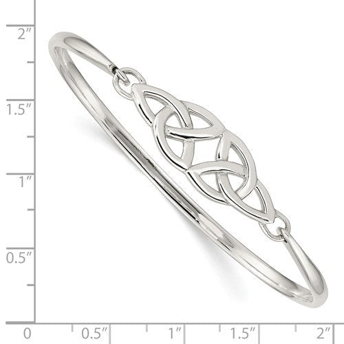 925 Sterling Silver Polished Claddagh Celtic Trinity Knot Cuff Stackable Bangle Bracelet