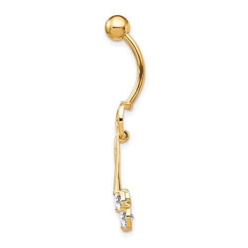 10k Yellow or White Gold 14G Geometric CZ Belly Ring