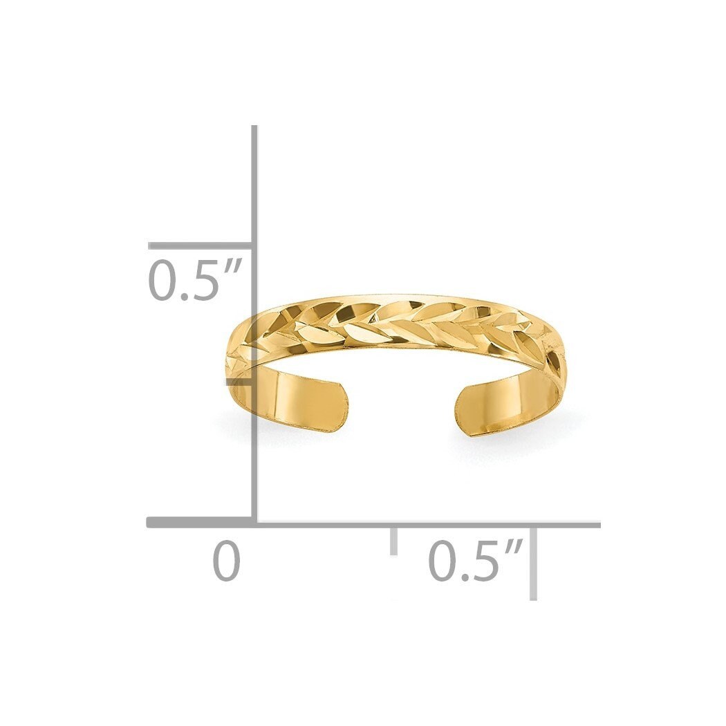 10k or 14k Yellow Gold Diamond-cut Thin Adjustable Toe Ring - 2mm
