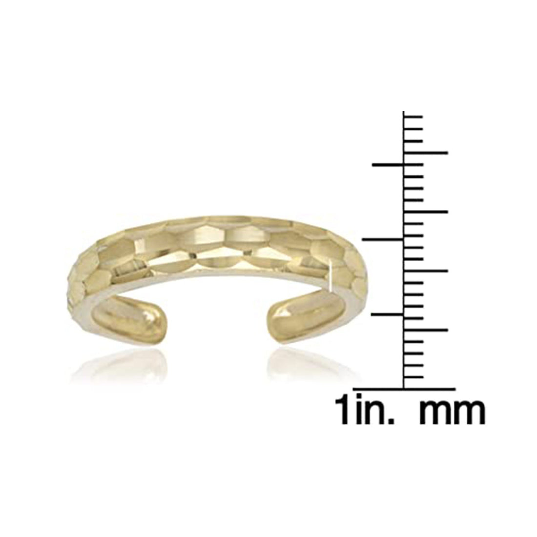 10K Yellow or White Gold Adjustable Diamond-Cut Band Toe Ring