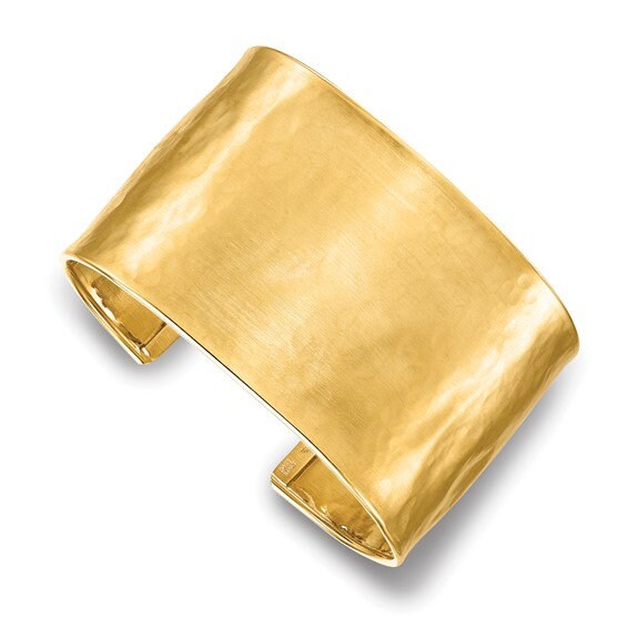Sterling Silver, 14k or 18k Gold Italian 37mm Hammered Cuff Bracelet - Adjustable Wide Cuff Bracelet - Statement Bracelet for Women