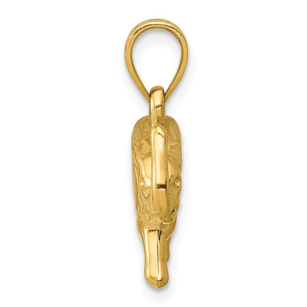 10 or 14k Yellow or White Gold 16.6x17.5mm Puffed Polished Elephant Necklace