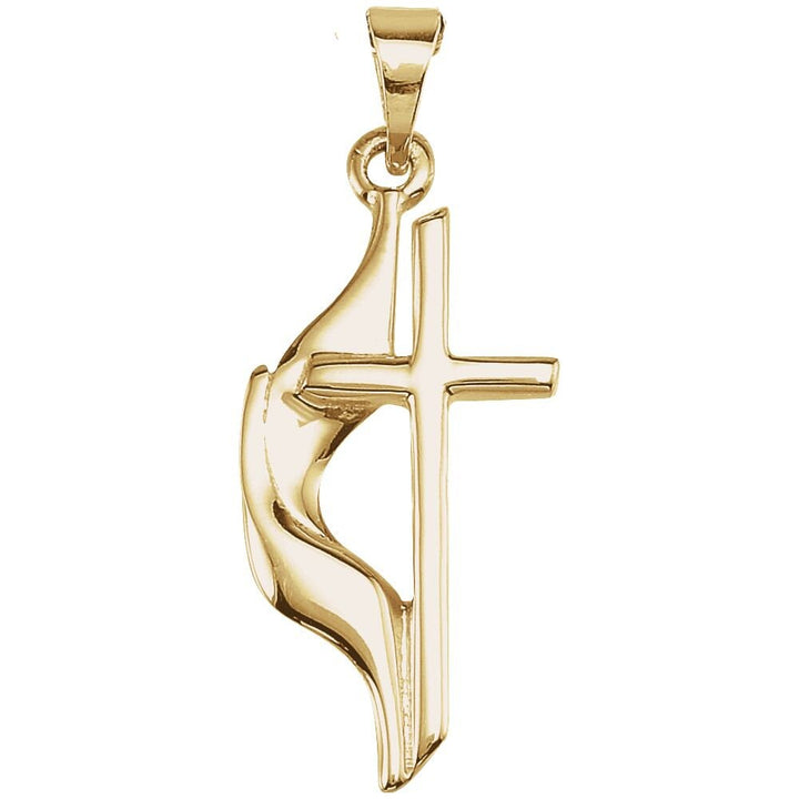 10k or 14k Yellow or White Gold Methodist Cross Pendant Necklace