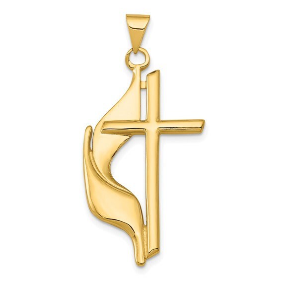 10k or 14k Yellow or White Gold Methodist Cross Pendant Necklace