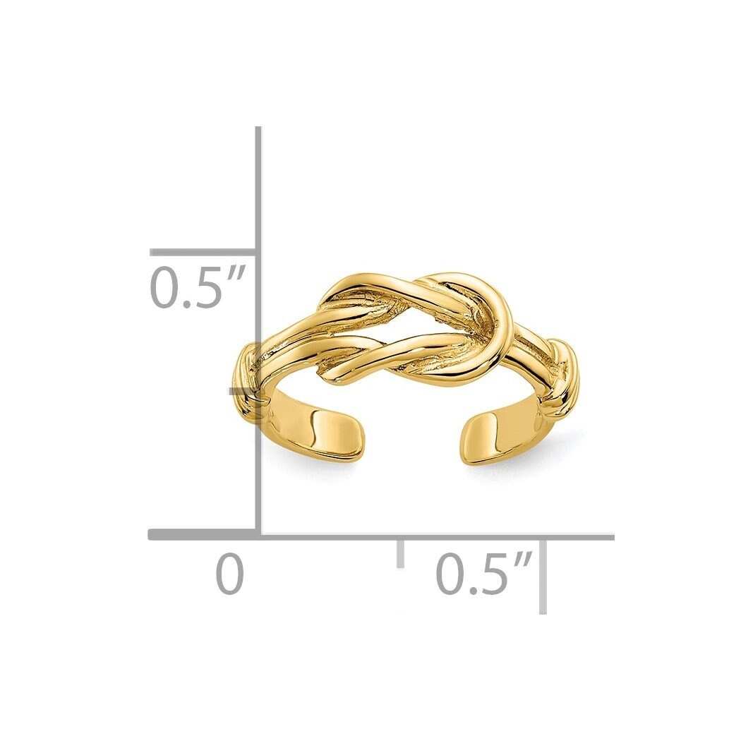 10k or 14k Yellow Gold Love Knot Adjustable Toe Ring