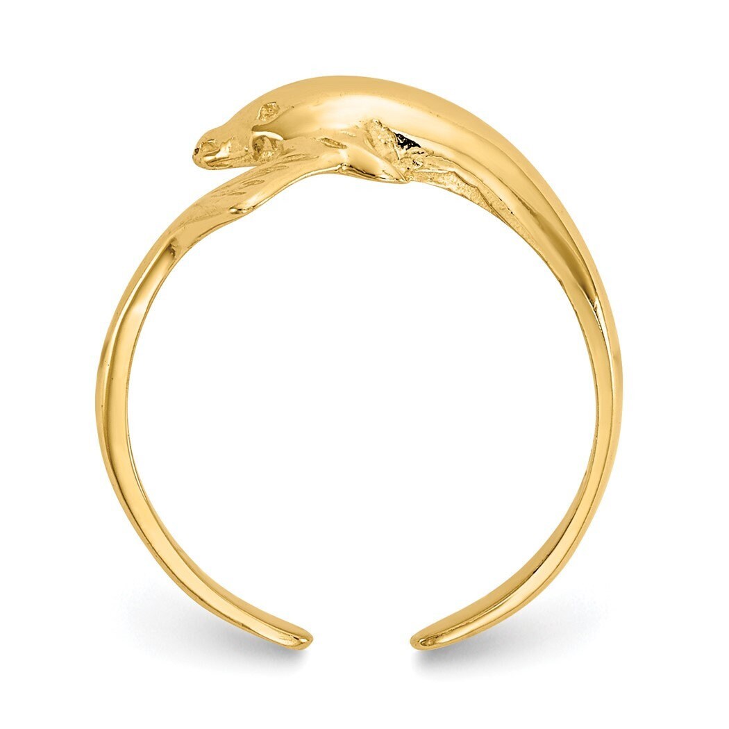 Solid 14k or 10k Yellow Gold Dolphin Toe Ring - Adjustable Toe Ring Women