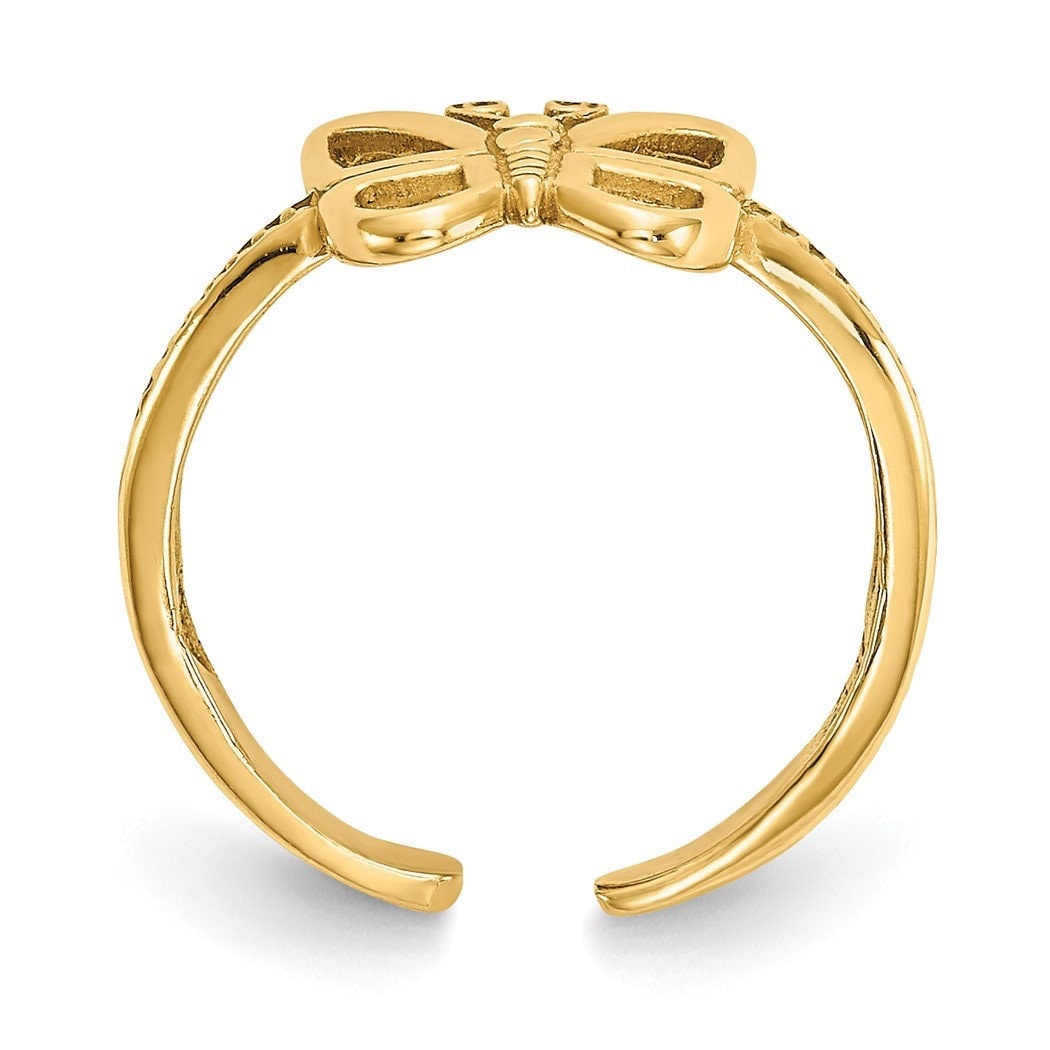 Real 10k Yellow Gold Butterfly Toe Ring - 8mm