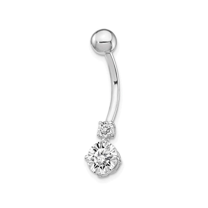 10k Yellow or White Gold CZ Double Dangle Belly Ring