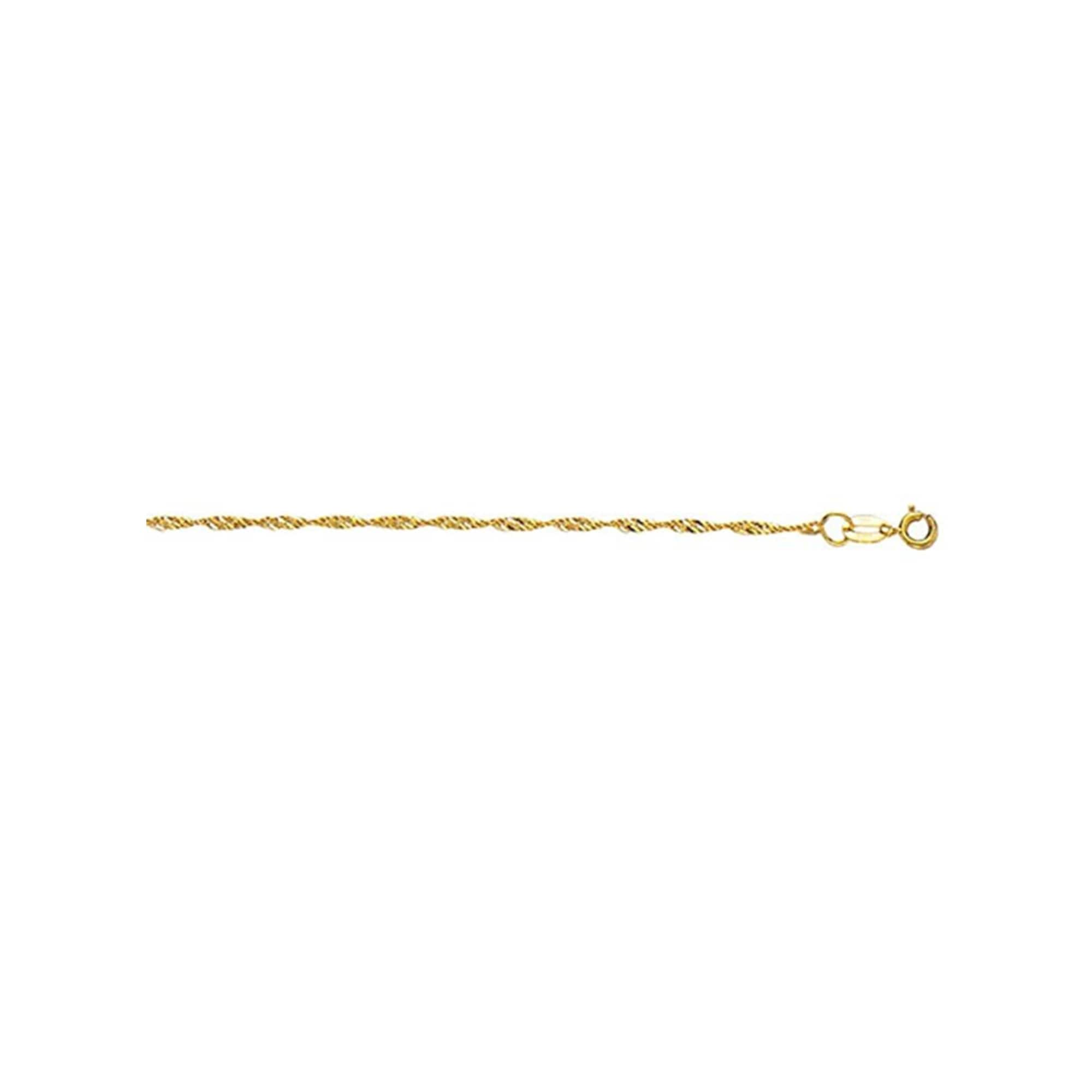 10K Yellow Gold Singapore Chain Anklet - 1.3mm x 10"
