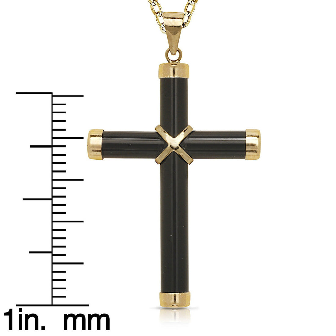 14k Yellow Gold Onyx, Turquoise, Lapis Lazuli and Green or Lavender Jade Cross Pendant