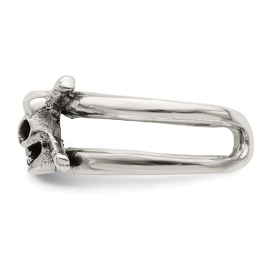 925 Sterling Silver Solid Adjustable Skull Toe Ring