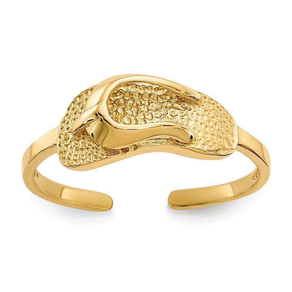 14k Yellow Gold Flip Flop Sandal Toe Ring - Adjustable Toe Rings for Women - Cute Toe Ring for Her - Summer Jewelry - Waterproof