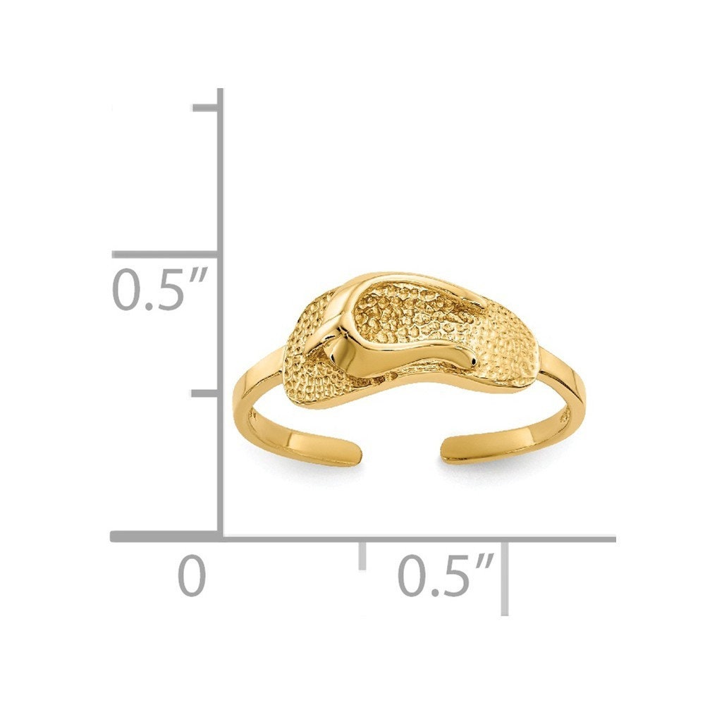 14k Yellow Gold Flip Flop Sandal Toe Ring - Adjustable Toe Rings for Women - Cute Toe Ring for Her - Summer Jewelry - Waterproof