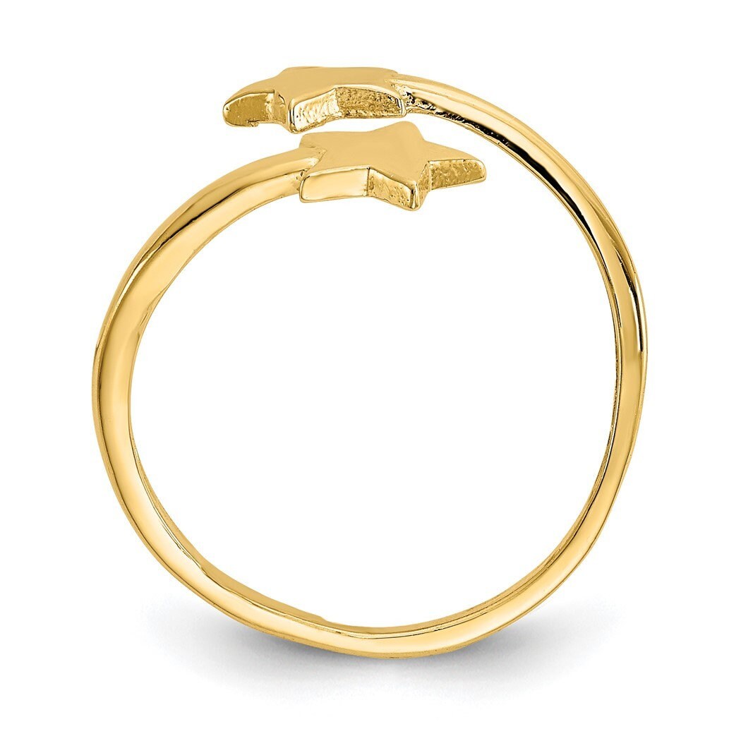 10k or 14k Yellow Gold Double Flat Star Toe Ring - Adjustable Toe Ring for Women