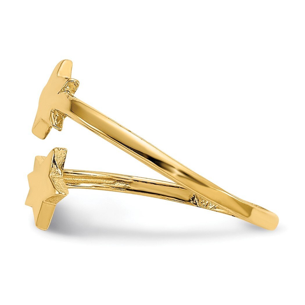 10k or 14k Yellow Gold Double Flat Star Toe Ring - Adjustable Toe Ring for Women