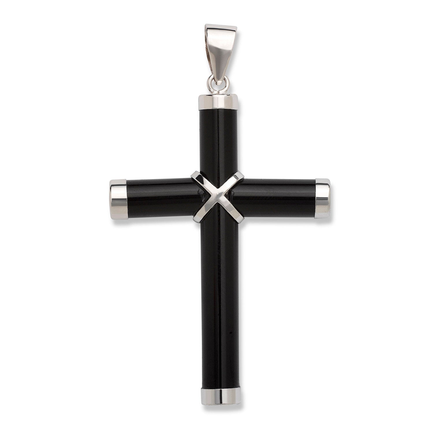925 Sterling Silver Jade Cross Necklace - 6 Gemstone Options