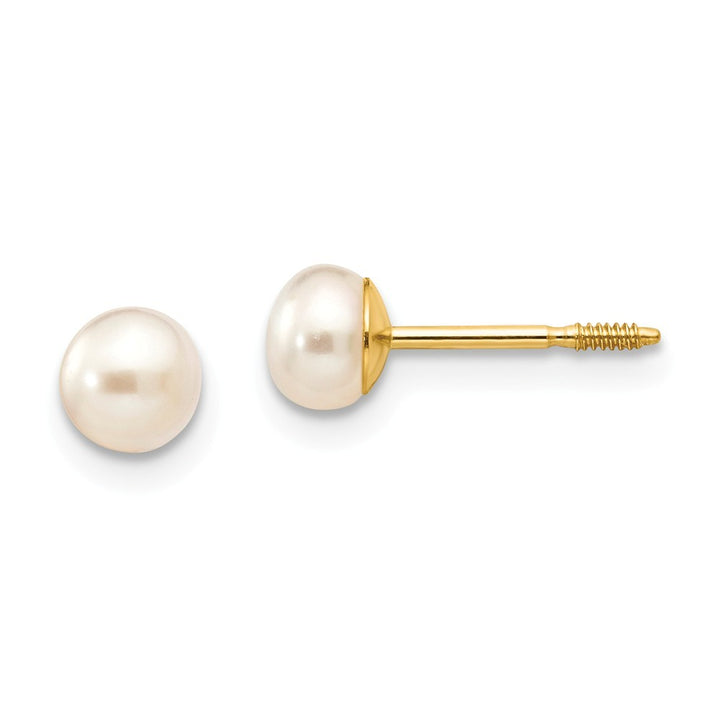 14k Yellow Gold 5x5mm Freshwater Cultured Pearl Screw Back Earrings