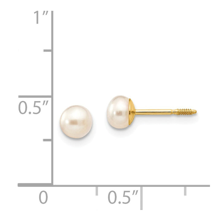 14k Yellow Gold 5x5mm Freshwater Cultured Pearl Screw Back Earrings