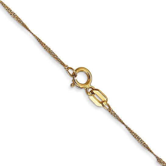 14k Yellow Gold Solid 1mm Singapore Chain Necklace - Jewelry Gifts for Women - Length Options:  14 16 18 20 22 24 30