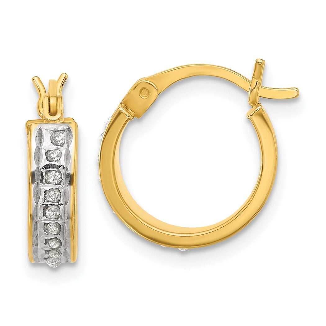 Sterling Silver Yellow Gold or Platinum Plated Diamond Hoop Earrings - 13.98x3.79mm