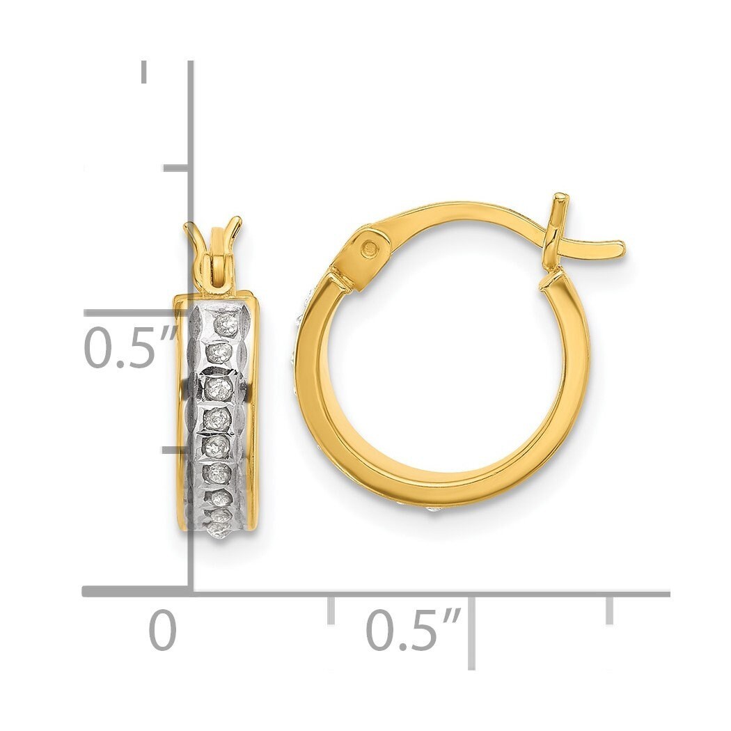 Sterling Silver Yellow Gold or Platinum Plated Diamond Hoop Earrings - 13.98x3.79mm