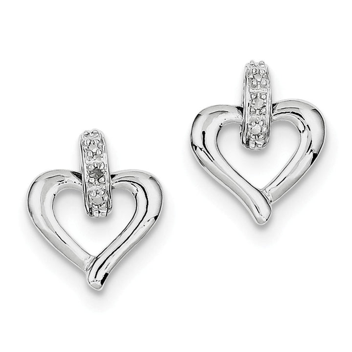 925 Sterling Silver Diamond Heart Stud Earrings