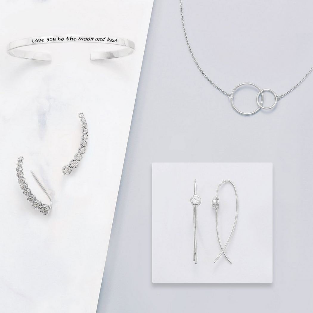 925 Sterling Silver Love You To Moon Back Cuff Bracelet
