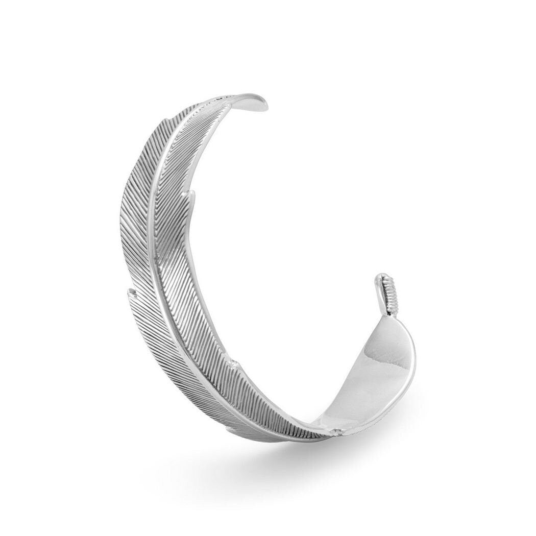 Oxidized 925 Sterling Silver Feather Design Cuff Bracelet