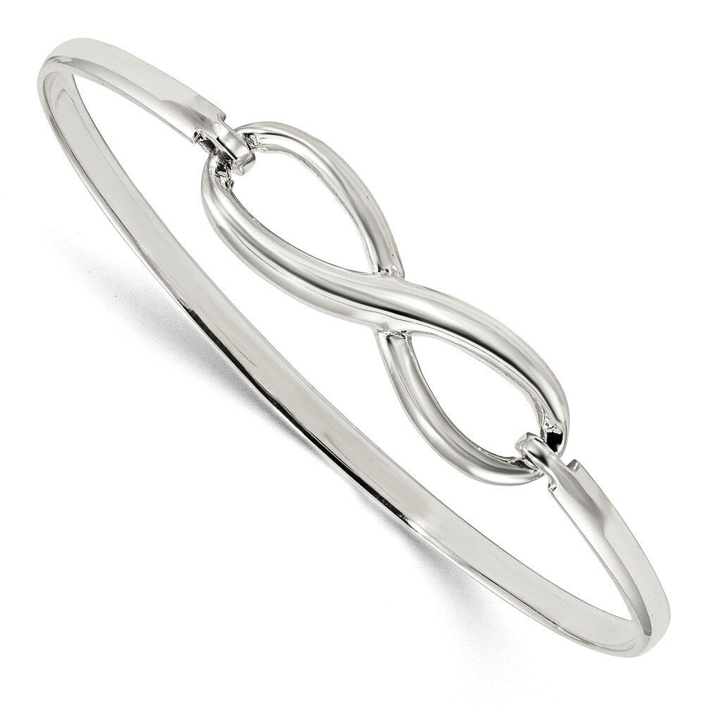 925 Sterling Silver Wide Infinity Stackable Bangle Bracelet - 10.5mm x 7"