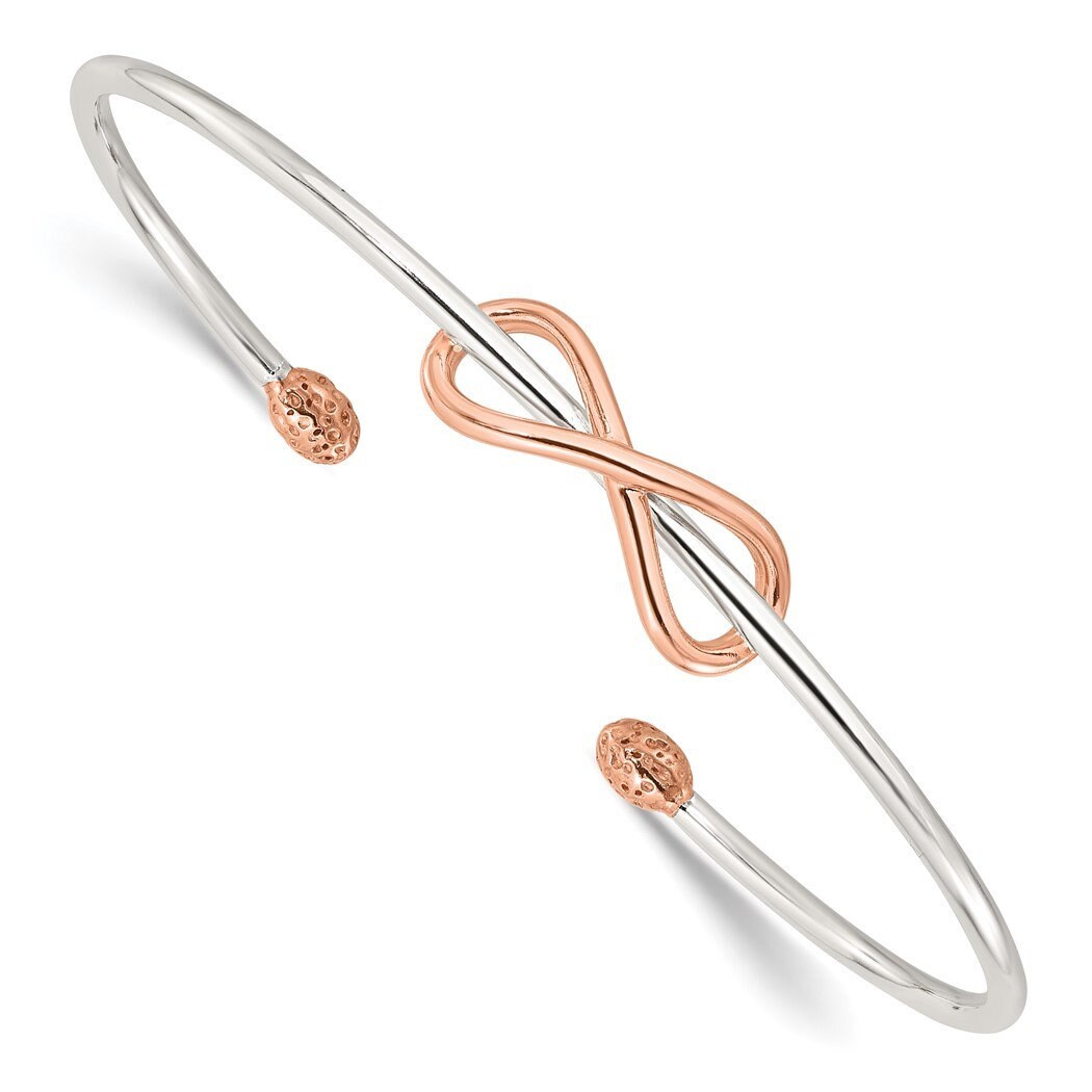 925 Sterling Silver Rose Gold-Plated Infinity Cuff Stackable Bangle Bracelet