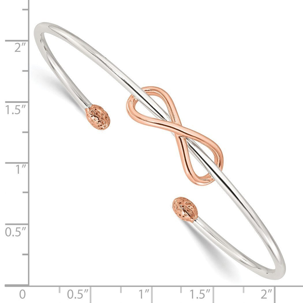 925 Sterling Silver Rose Gold-Plated Infinity Cuff Stackable Bangle Bracelet