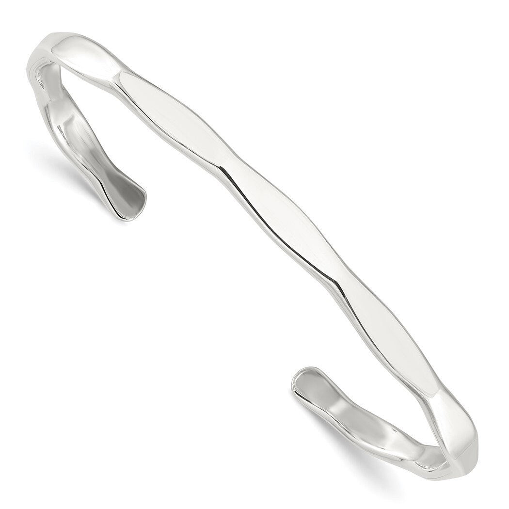 925 Sterling Silver Polished 5mm Cuff Stackable Bangle Bracelet