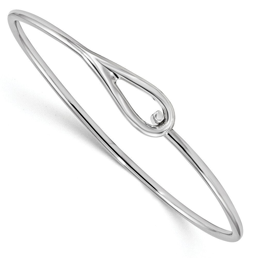 925 Sterling Silver Rhodium Plated Polished Geometric Bangle Bracelet