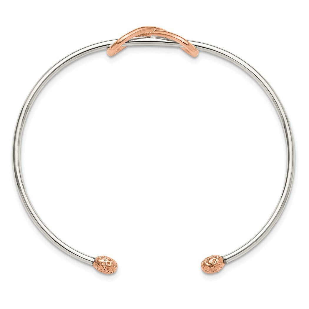 925 Sterling Silver Rose Gold-Plated Infinity Cuff Stackable Bangle Bracelet