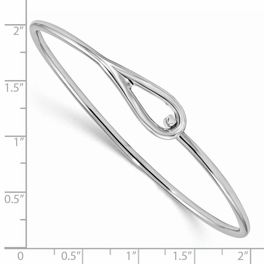 925 Sterling Silver Rhodium Plated Polished Geometric Bangle Bracelet