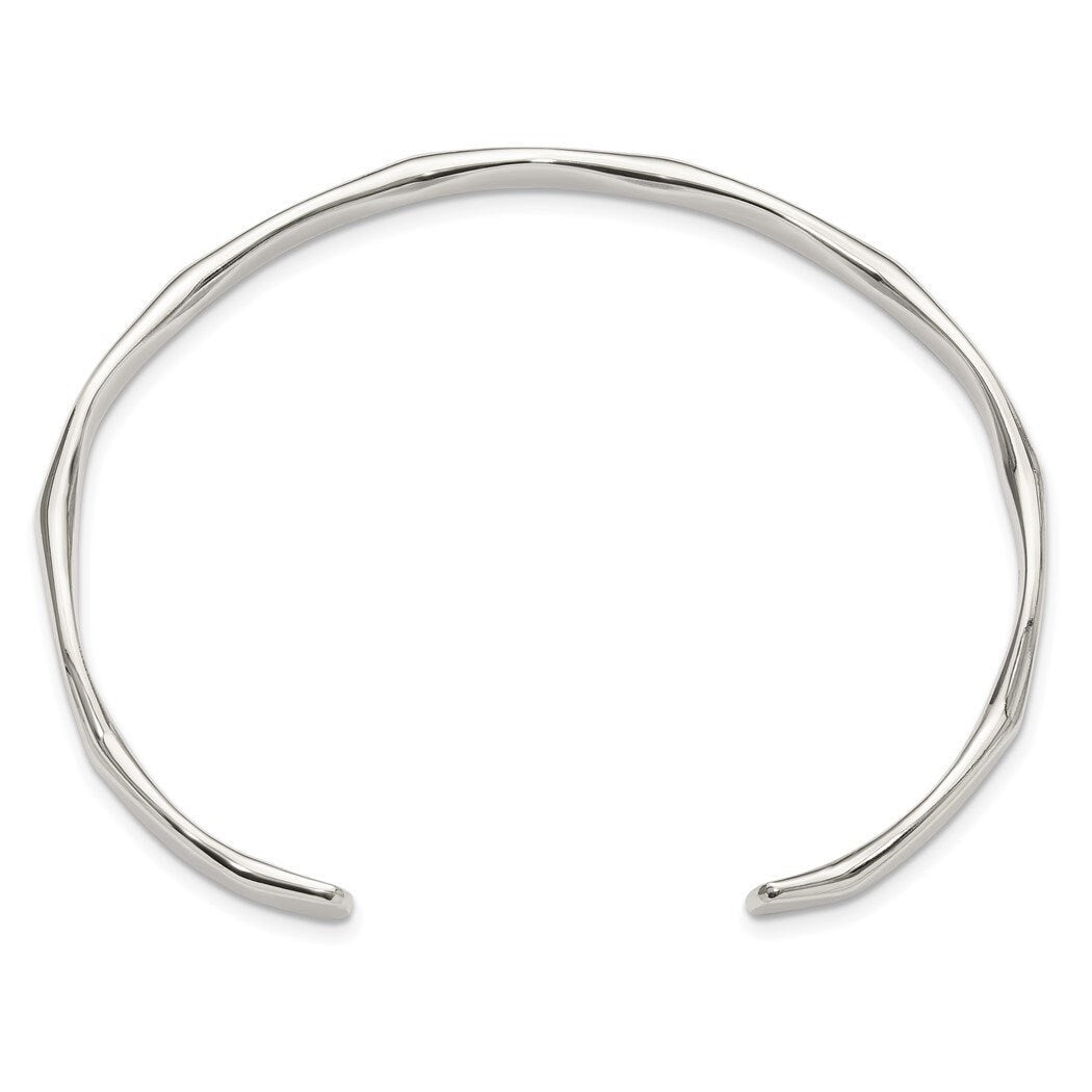 925 Sterling Silver Polished 5mm Cuff Stackable Bangle Bracelet