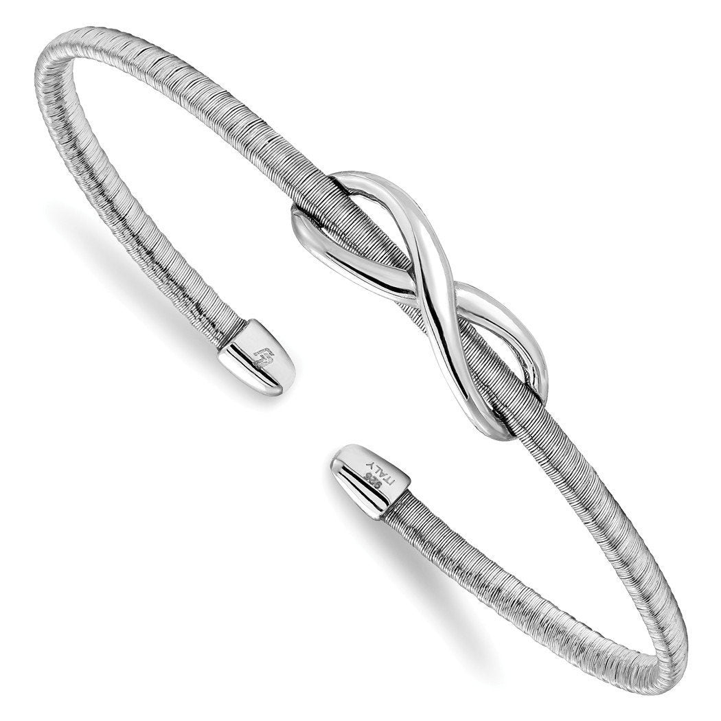 925 Sterling Silver Antiqued Textured Infinity Cuff Bangle Bracelet