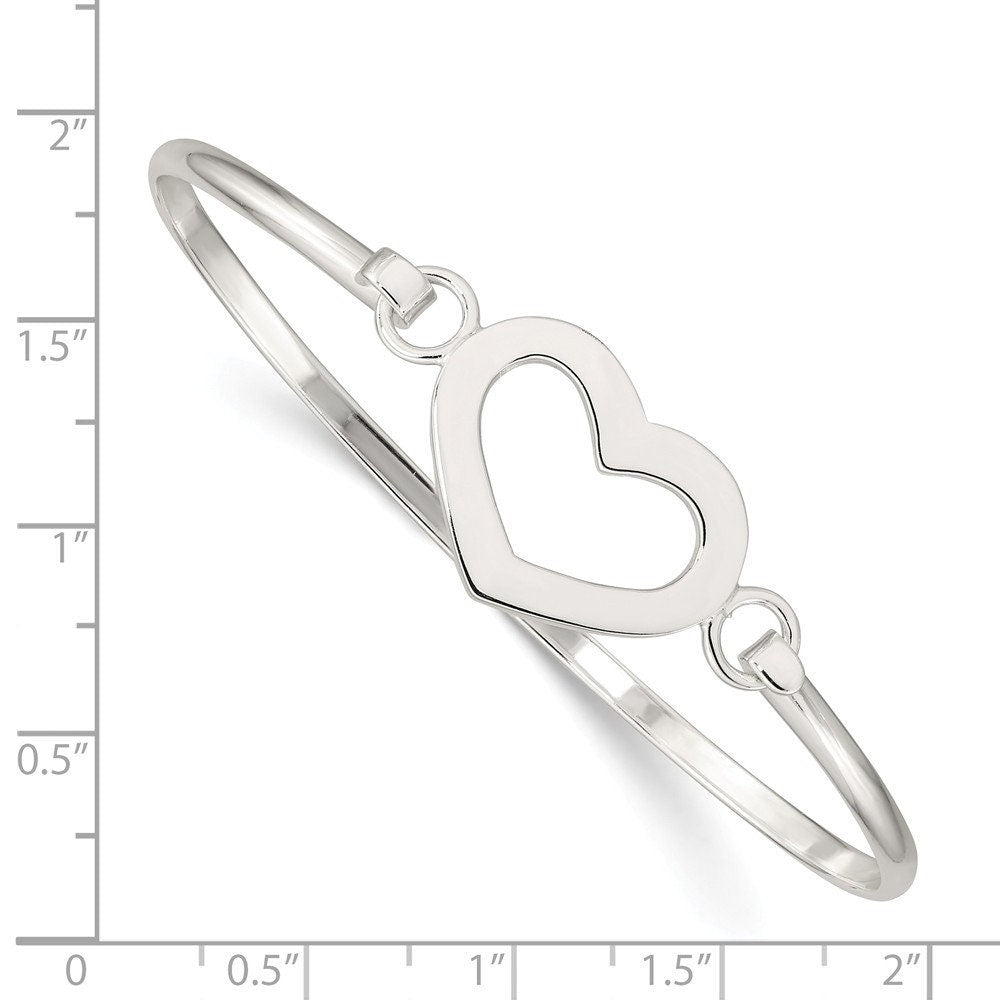 925 Sterling Silver Open Heart Stackable Bangle Bracelet