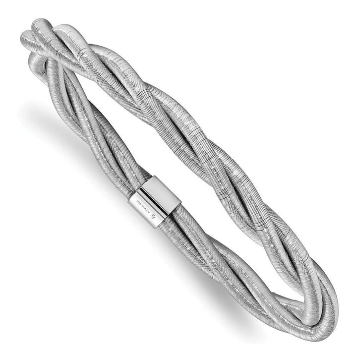 925 Sterling Silver 7" Textured Twisted Slip-on Stackable Bangle Bracelet