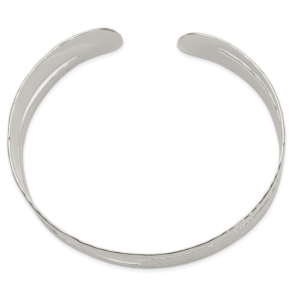 925 Sterling Silver Solid Hammered Adjustable Cuff Stackable Bangle Bracelet