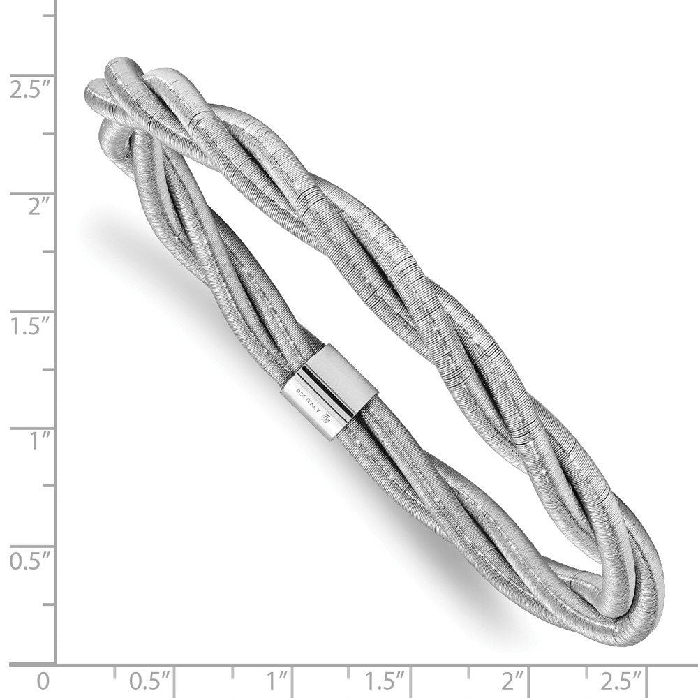 925 Sterling Silver 7" Textured Twisted Slip-on Stackable Bangle Bracelet