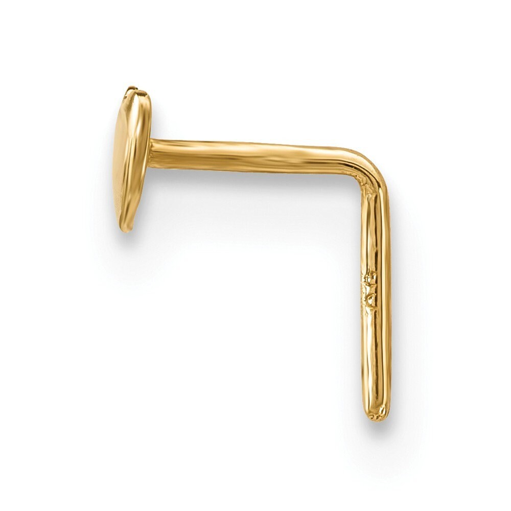 14k Yellow Gold 22G Polished Heart Bent Nose Stud