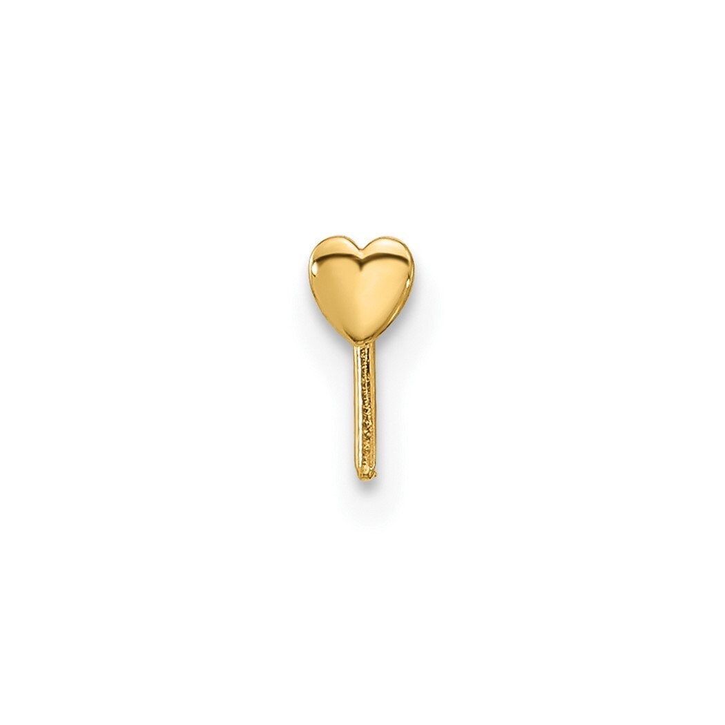 14k Yellow Gold 22G Polished Heart Bent Nose Stud