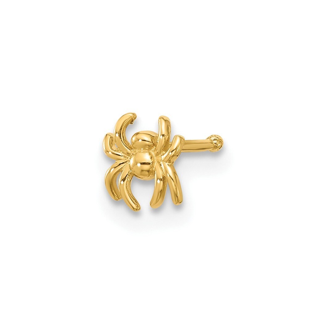 14k Yellow Gold 22G Polished Spider Scorpion Nose Stud Ring - 8.3mm